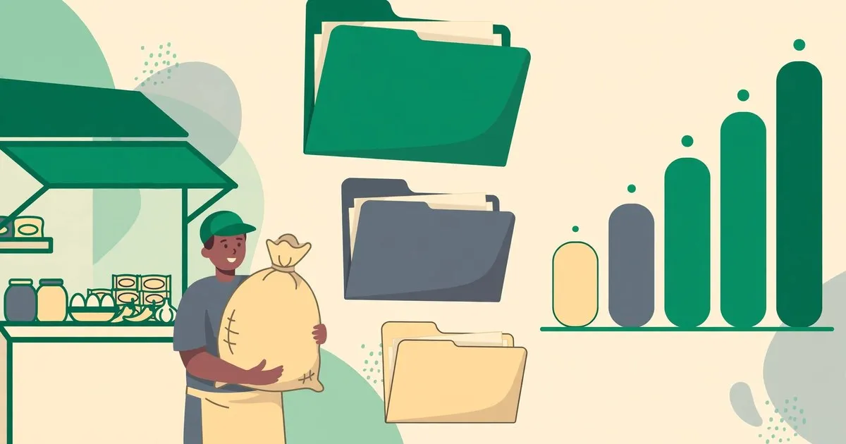 Ilustrasi tiga jalur pembiayaan modal usaha — KUR, KTA bank, dan pinjol — dengan label total biaya yang berbeda